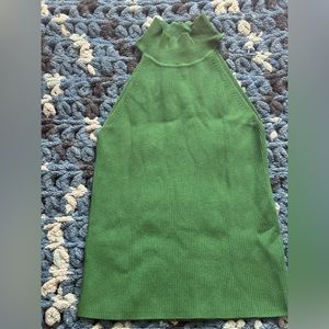 Green mid length turtleneck top